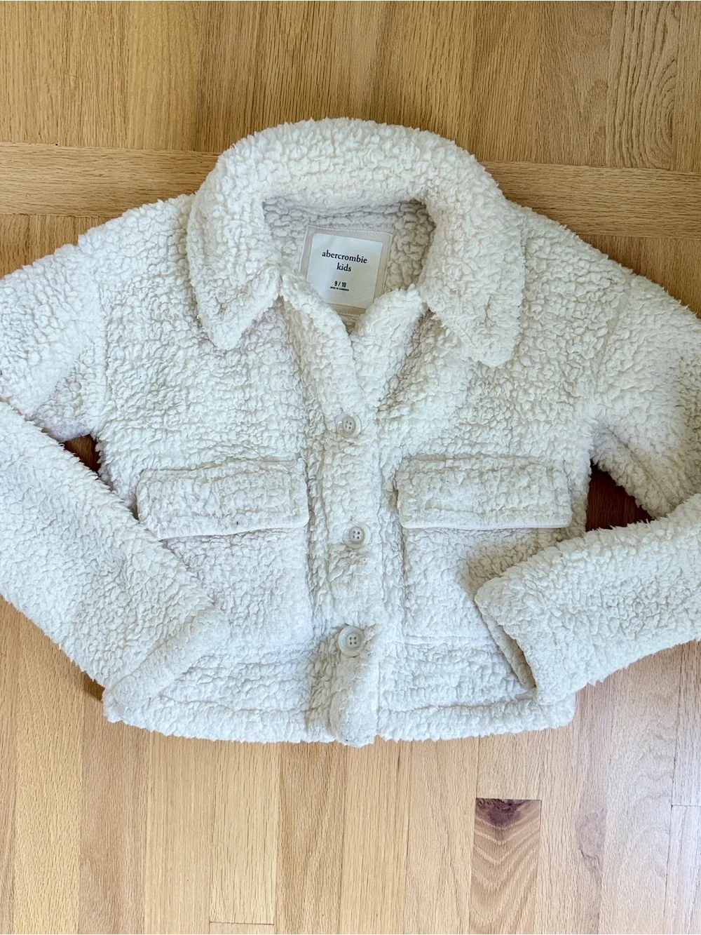 Abercrombie Kids Sherpa Fleece Shirt Jacket Shacket |Cream Off White | Size 9/10